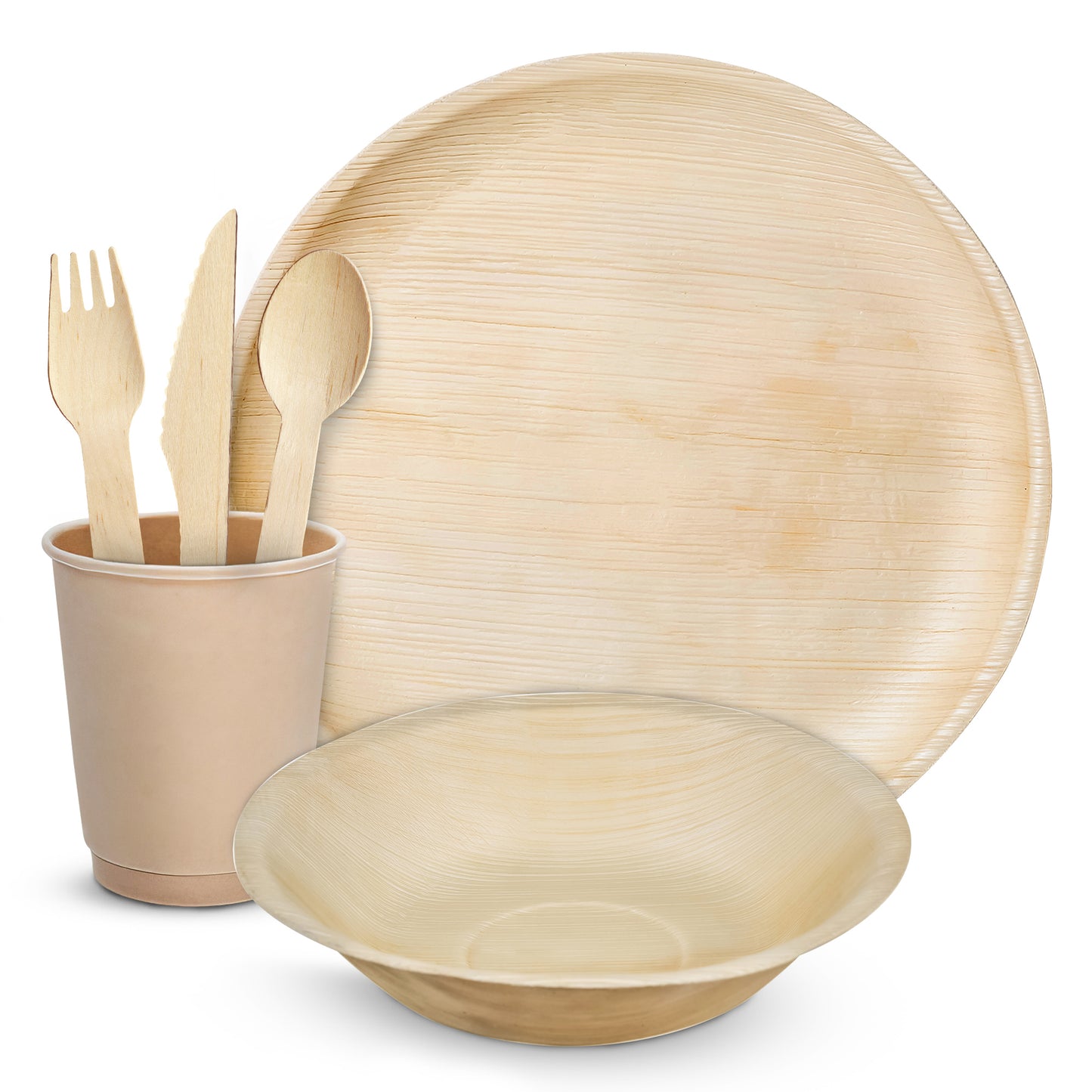 Disposable Bamboo Plates, Bowls, Cups and Wooden Cutlery Set - Eco Leaf Products