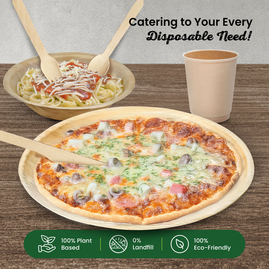 Disposable Bamboo Plates, Bowls, Cups and Wooden Cutlery Set - Eco Leaf Products