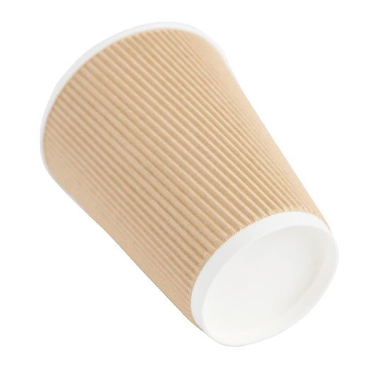 12oz (340ml) Kraft Ripple Recyclable Coffee Cups - Eco Leaf Products