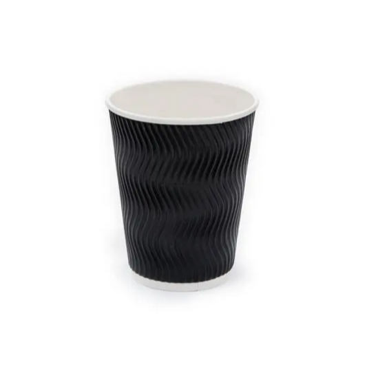 12oz (340ml) Black Ripple Coffee Cups - Eco Leaf Products