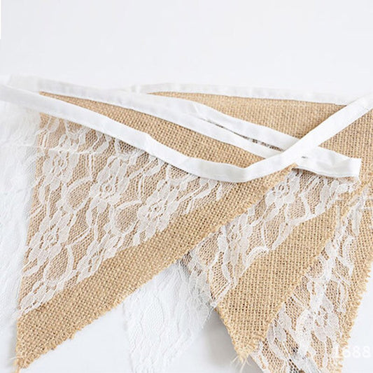 Jute White Lace Bunting - Eco Leaf Products