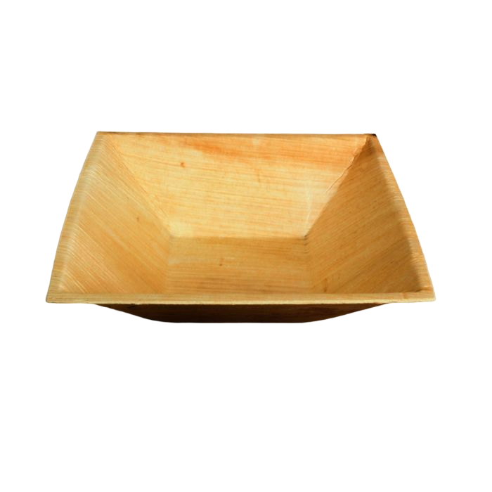6" (16cm) Square Pyramid Palm Leaf Disposable Bowls - Eco Leaf Products