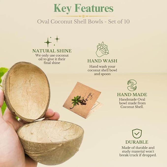 100% Natural Oval Coconut Shell Bowl - Eco Leaf Products