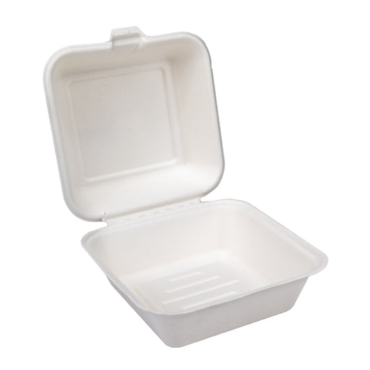 Disposable Burger Box - 6" x 6" Large White - Eco Leaf Products