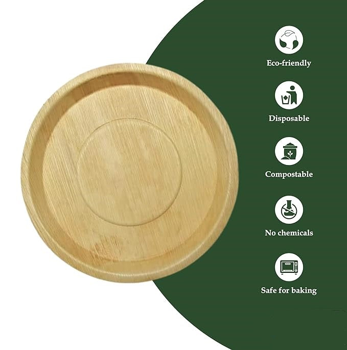 14" (36cm) X-Large Pizza Disposable Bamboo Plates - Eco Leaf Products
