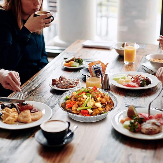 No.12 Round Aluminum Foil Food Containers Recyclable (920ml) - Eco Leaf Products