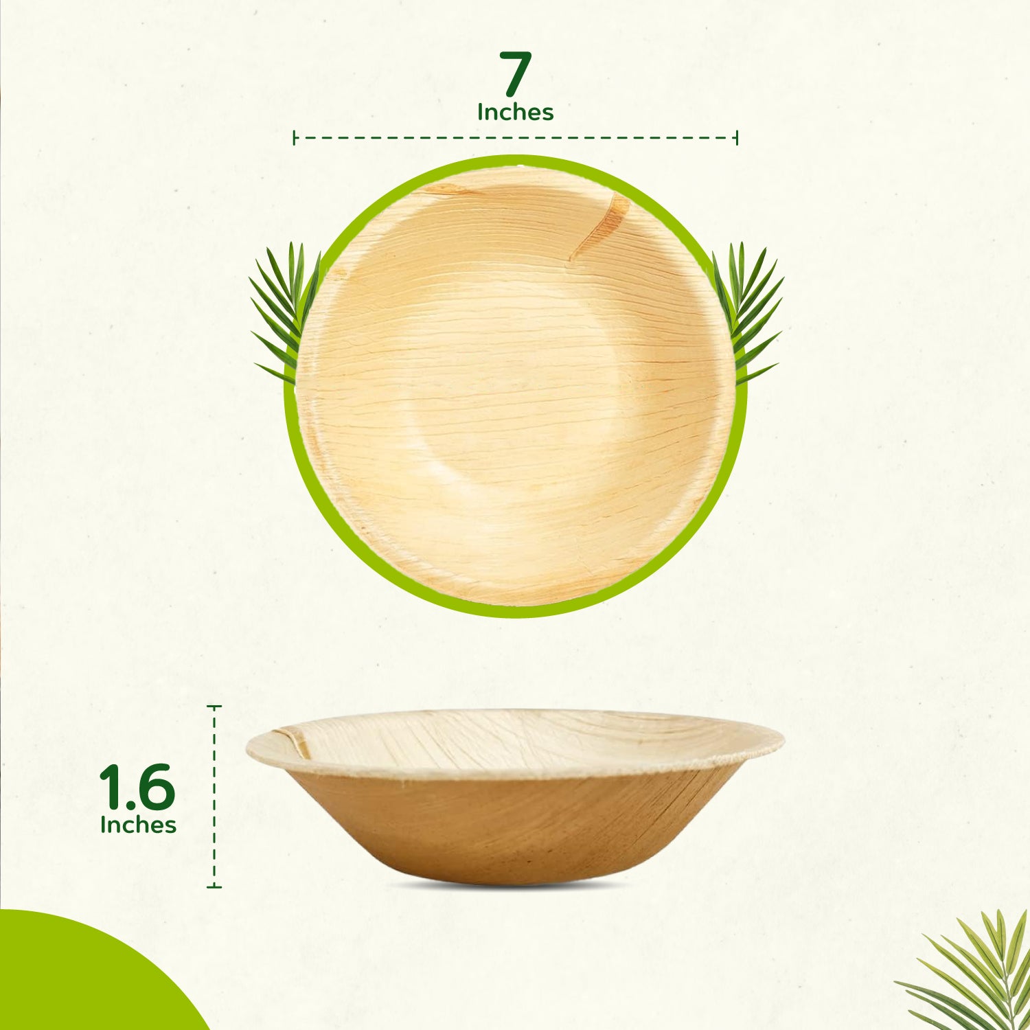 7" (18cm) Round Compostable Bamboo Bowls - Eco Leaf Products
