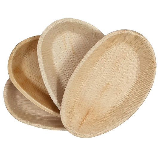 Large Oval Disposable 10" (25cm) Bamboo Palm Leaf Plates - Eco Leaf Products