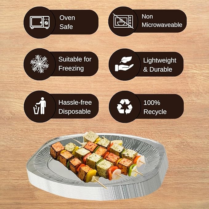 Large 17" Oval Foil Platters Silver - Eco Leaf Products