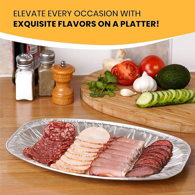 Medium 14" Oval Foil Platters Silver - Eco Leaf Products