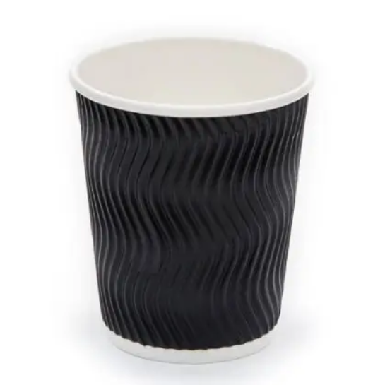 8oz (225ml) Black Ripple Coffee Cups - Eco Leaf Products