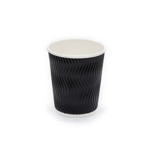 8oz (225ml) Black Ripple Coffee Cups - Eco Leaf Products
