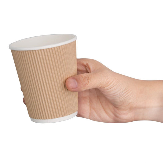 8oz (225ml) Kraft Ripple Recyclable Coffee Cups - Eco Leaf Products