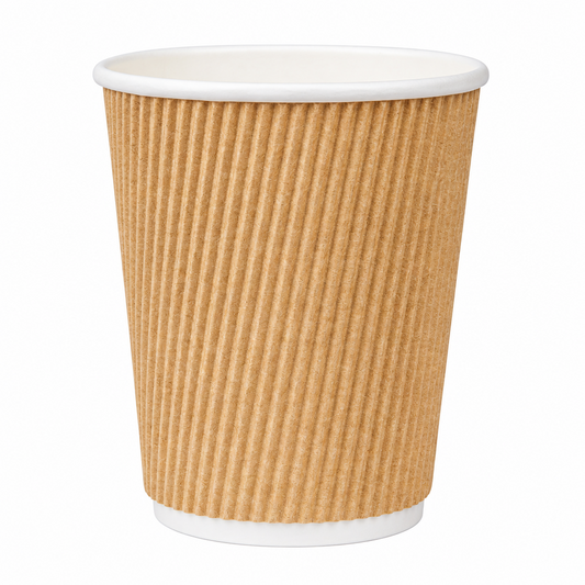 8oz (225ml) Kraft Ripple Recyclable Coffee Cups - Eco Leaf Products