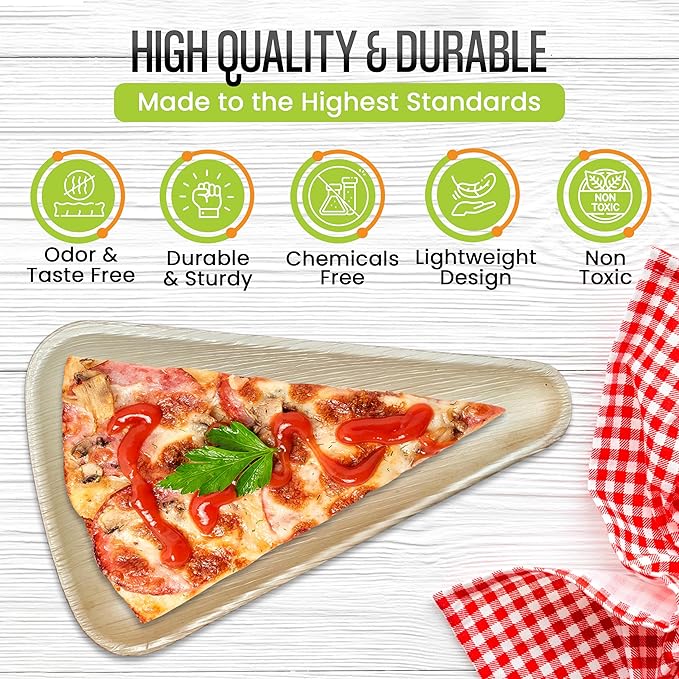 Palm Leaf Triangle Slice Plates 10" (25cm) - Eco Leaf Products