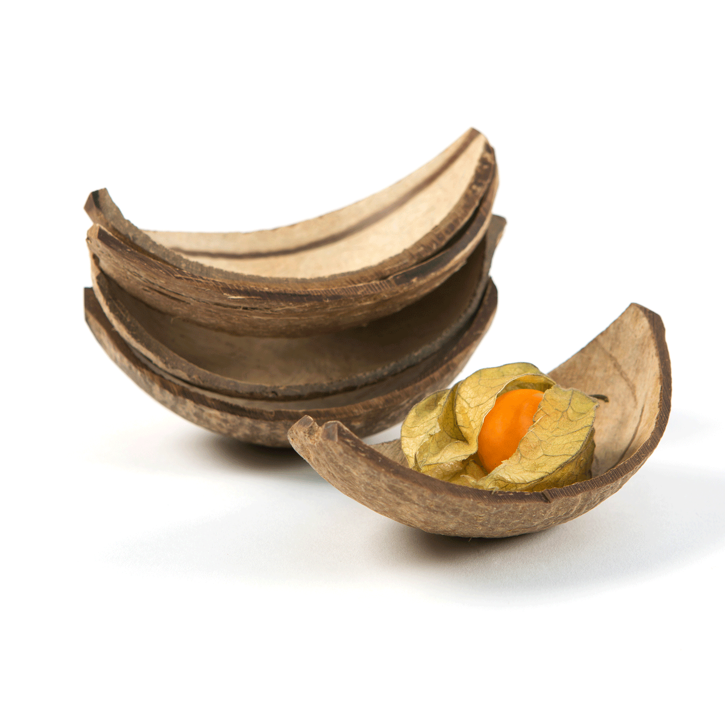 Coconut Shell Boats 10cm Semi Polished - Eco Leaf Products