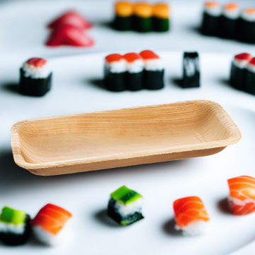 Sushi Serving Disposable Bamboo Tray 7" x 3" (18cm x 8cm) - Eco Leaf Products