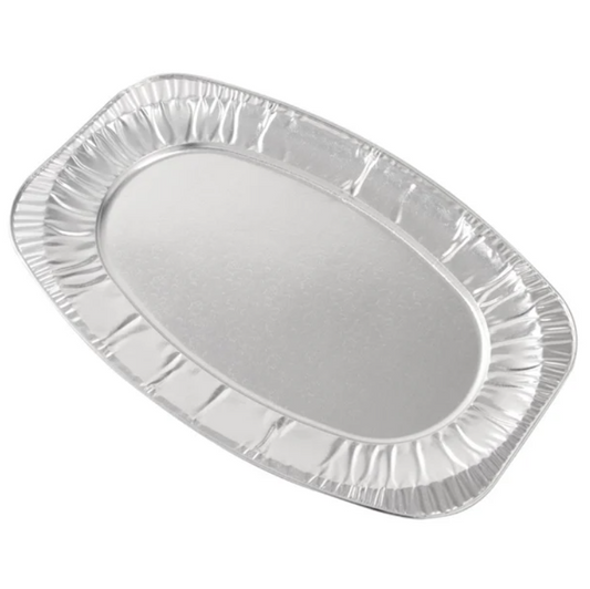 Medium 14" Oval Foil Platters Silver - Eco Leaf Products