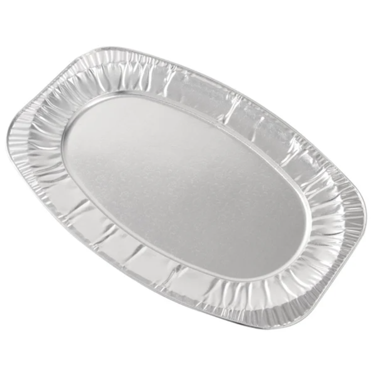 Large 17" Oval Foil Platters Silver - Eco Leaf Products