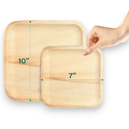 Combo Set 10" (25cm) + 7" (18cm) Square Bamboo Plates - Eco Leaf Products