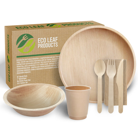 Disposable Round Party Plates - Palm Leaf Plates & Bowls - Eco Leaf Products