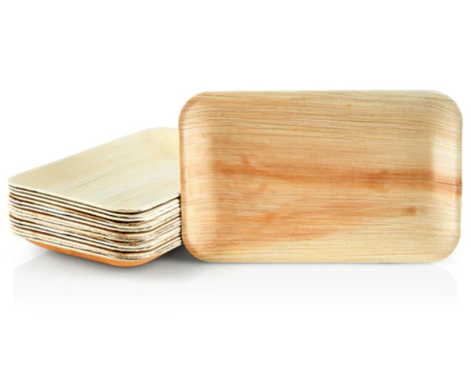 8" (20cm) Rectangle Disposable Wooden Tray - Eco Leaf Products
