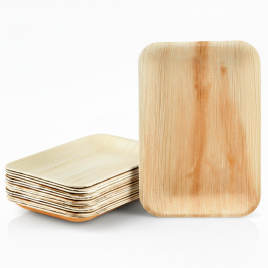 8" (20cm) Rectangle Disposable Wooden Tray - Eco Leaf Products