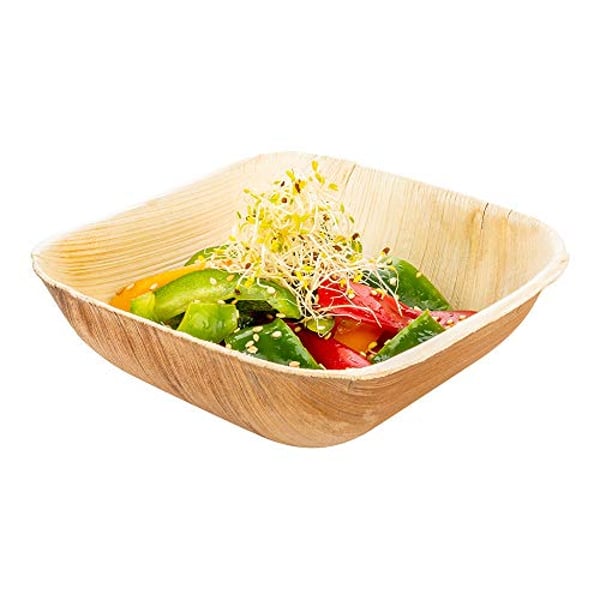 5" (12cm) Square Disposable Palm Leaf Dessert Bowls - Eco Leaf Products