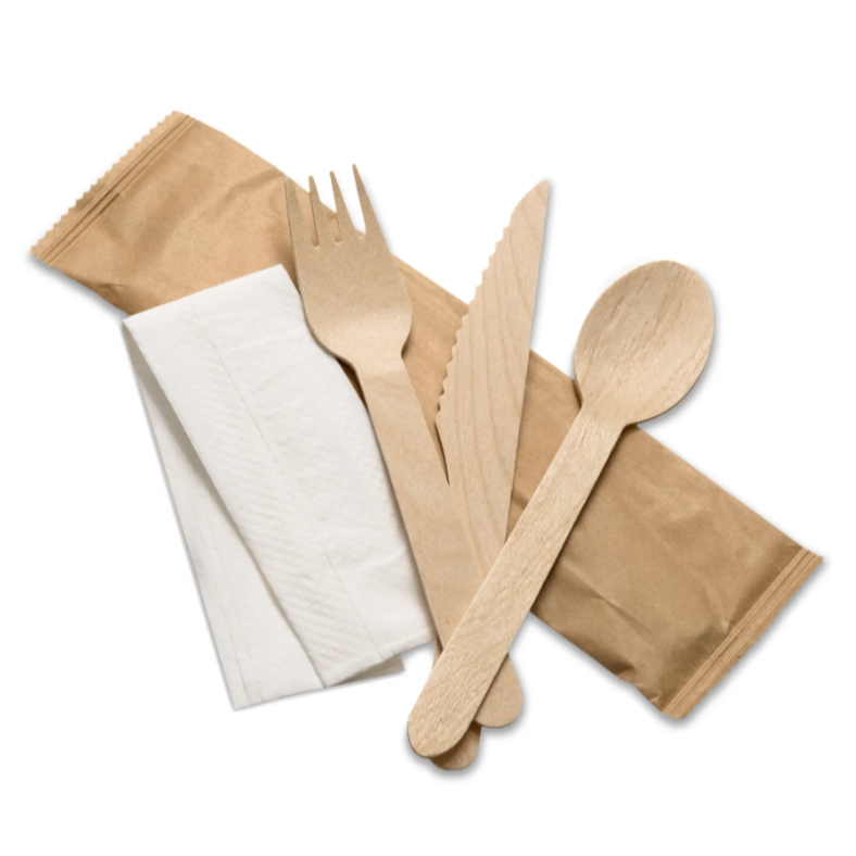 4 in 1 Wooden Disposable Cutlery Pack