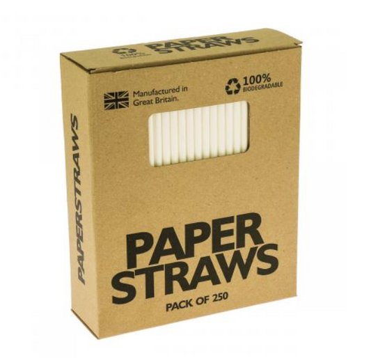 White Paper Drinking Straws (250 pcs) - Eco Leaf Products