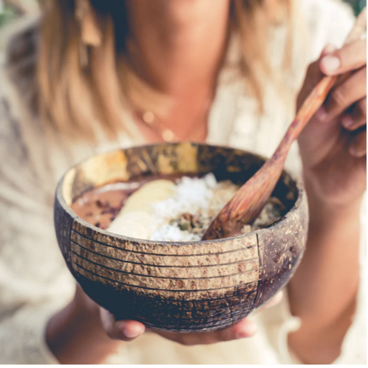 Jumbo Patterned Coconut Bowls & Spoons - Reusable - Eco Leaf Products