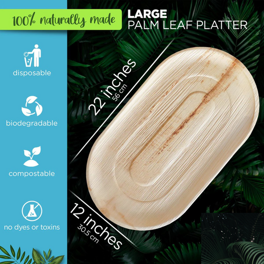 Wholesale Extra Large 22" Palm Leaf Platters - Eco Leaf Products
