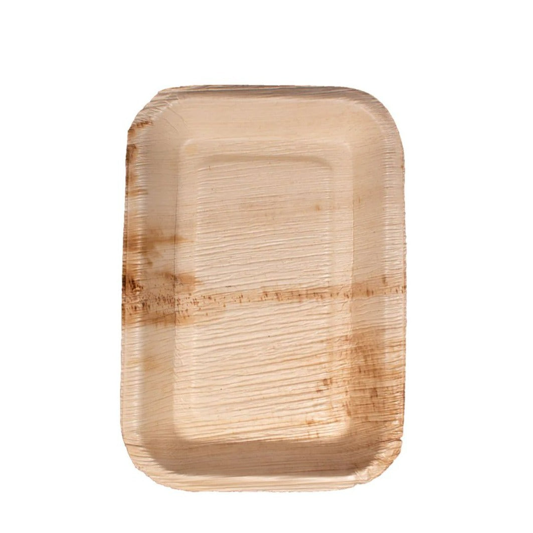 Medium Disposable Tray - Rectangle 10" x 6" (25cm x 15cm) Palm Tray - Eco Leaf Products