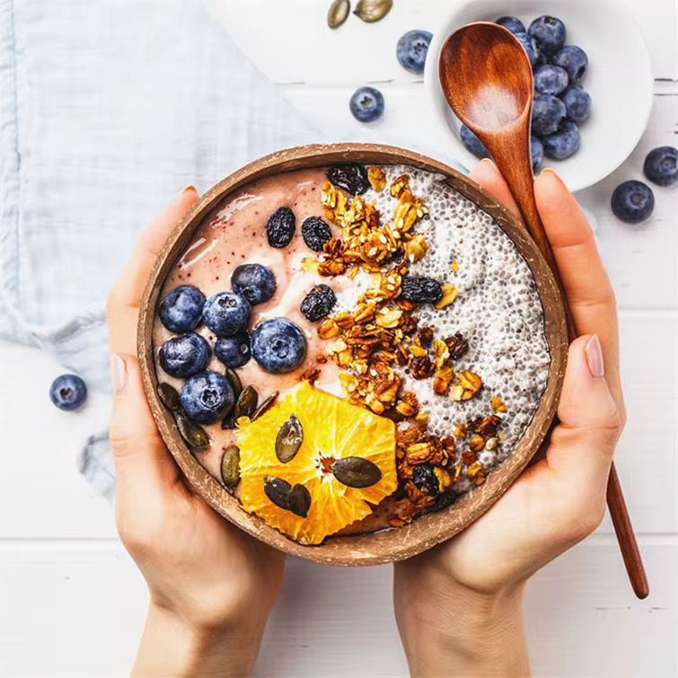 Jumbo Half Polished Natural Coconut Bowls 500ml - Eco Leaf Products