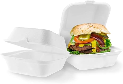 Disposable Burger Box - 6" x 6" Large White - Eco Leaf Products