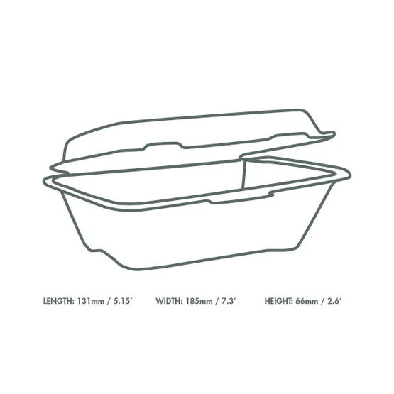 White Clamshell 7" x 5" Disposable Takeaway Box - Eco Leaf Products