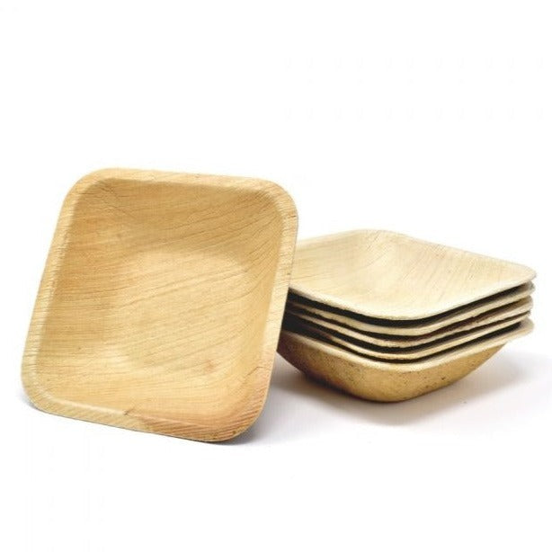 3.5" (9cm) Square Palm Leaf Bowls - Canape Dips - Eco Leaf Products