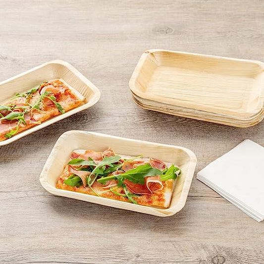 Medium Disposable Tray - Rectangle 10" x 6" (25cm x 15cm) Palm Tray - Eco Leaf Products
