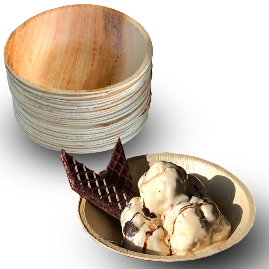 7" (18cm) Round Compostable Bamboo Bowls - Eco Leaf Products