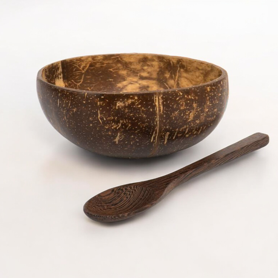 Jumbo Polished Coconut Bowls & Spoons - Reusable - Eco Leaf Products