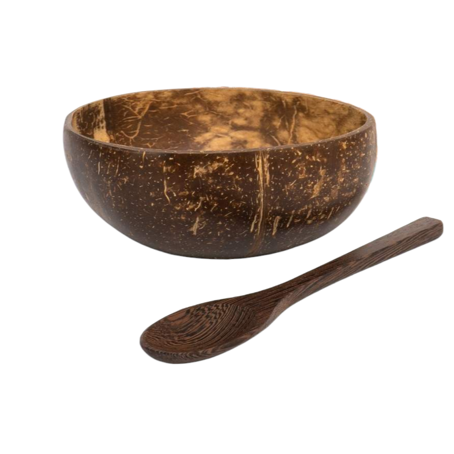 Jumbo Polished Coconut Bowls & Spoons - Reusable - Eco Leaf Products