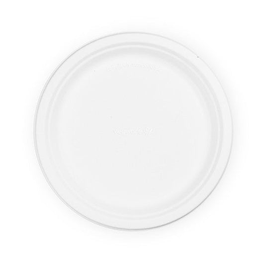 25cm (10") Round Bagasse Disposable Plate - Eco Leaf Products