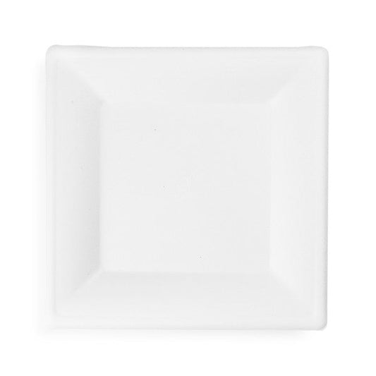 25cm (10") Compostable Square Bagasse Disposable Plate - Eco Leaf Products