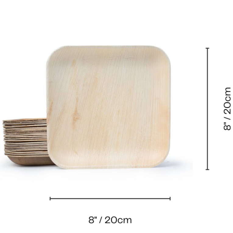 8" / 20 cm Square Palm Leaf Plate - Eco Leaf Products
