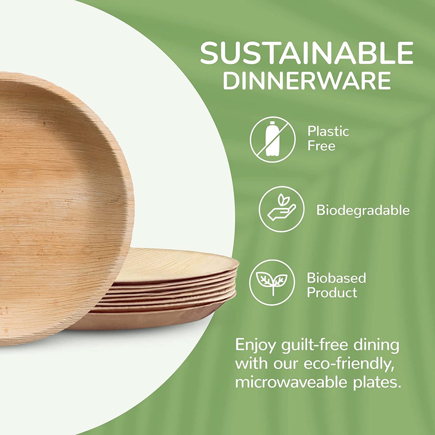 10" (25cm) Round Disposable Plates Palm Leaf Bamboo Plates
