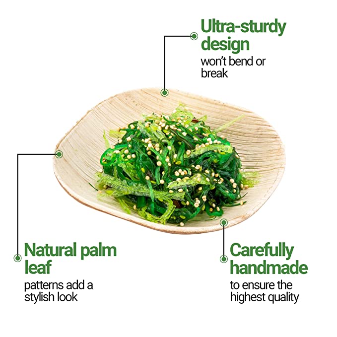Small 4" (10cm) Square Palm Leaf Wooden Bamboo Sauce Dish - Eco Leaf Products