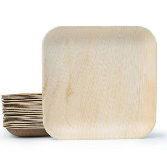 9" / 23cm Square Palm Leaf Disposable Bamboo Plates - Eco Leaf Products