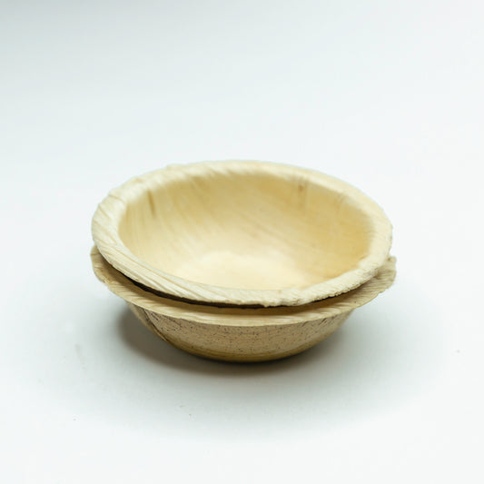 3" / 7.6 cm Round Palm Leaf Bowls - Eco Leaf Products