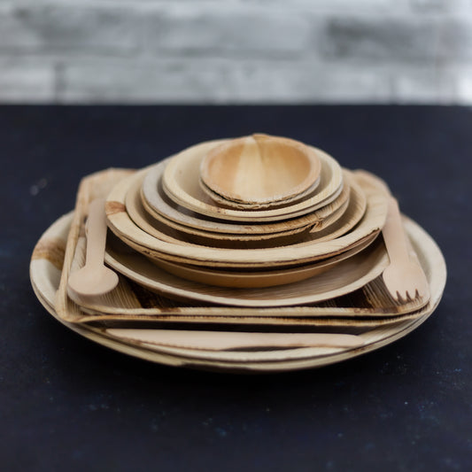 (eco) Christmas Party Gift Set - Compostable Palm Leaf Plates, Bowls & Cutlery Set - Eco Leaf Products