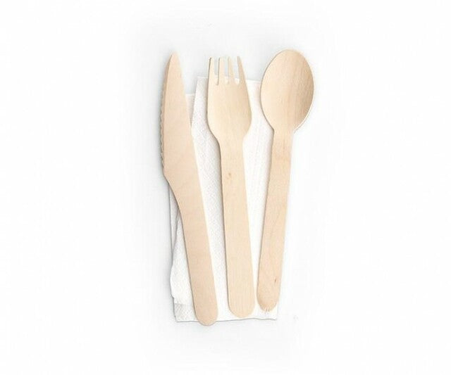 4 in 1 Wooden Disposable Cutlery Pack - Eco Leaf Products